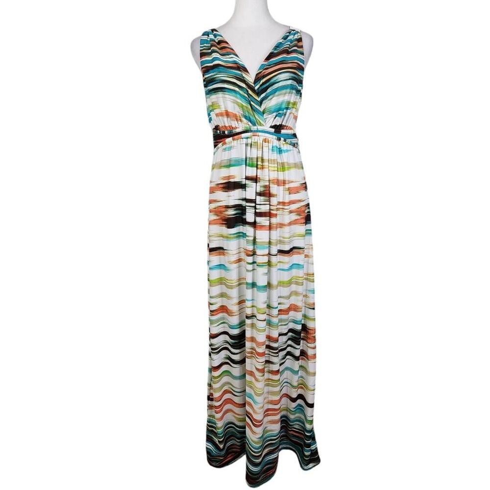 New Directions Multi-Color Sleeveless Maxi Dress Size Medium Long Boho Dress